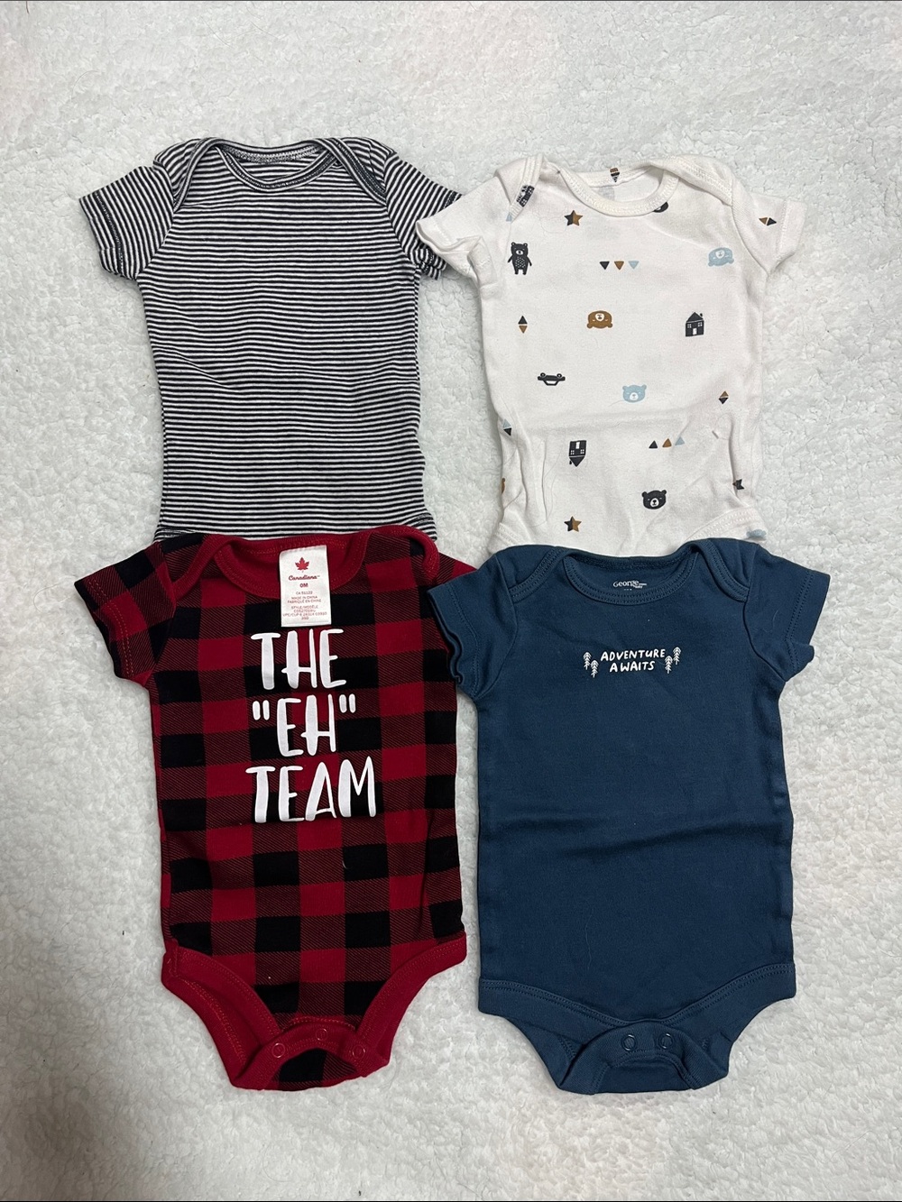 4/25$ 4 pack Newborn Baby Short-Sleeve One-Piece Bodysuit